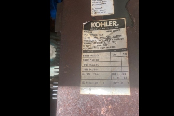 Kohler Gen Set Tag