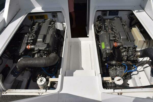 Engine Hatches Up, View From Aft
