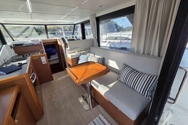 Spacious salon, galley, and helm station