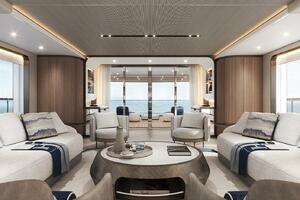 Luxurious interior of 2026 Majesty 145 yacht with elegant se