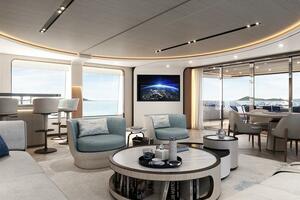 Luxurious interior of 2026 Majesty 145 yacht with modern sea