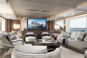Luxurious 2026 Majesty 145 yacht interior with modern decor 