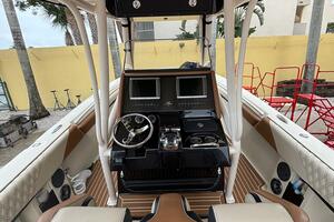 2013 Statement 35 Center Console boat interior with dual scr