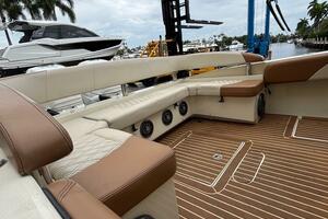 2013 Statement 35 Center Console boat interior with brown an