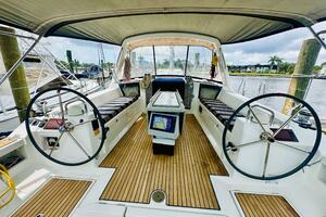 Cockpit of 2015 Beneteau Oceanis 45 sailboat with dual steer