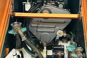Engine compartment of a 2015 Beneteau Oceanis 45 sailboat, s