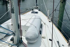 2015 Beneteau Oceanis 45 sailboat deck with dinghy and riggi