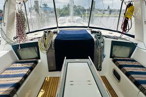 Interior view of 2015 Beneteau Oceanis 45 sailboat cockpit w