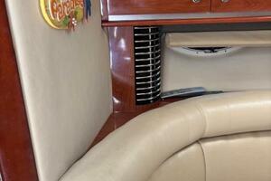 2007 Monterey 350 Sport Yacht kitchen with wood cabinets and