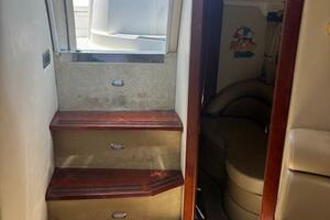 Interior of 2007 Monterey 350 Sport Yacht with cozy bedroom 
