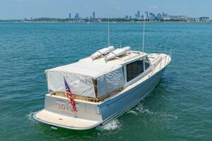 Starboard Side Bimini Curtains Down