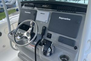 2014 Boston Whaler 350 Outrage Helm from Starboard with all 