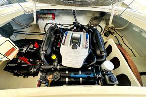 Engine compartment of a 2013 Chris-Craft Corsair 22 boat, fe