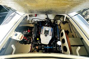 Engine compartment of a 2013 Chris-Craft Corsair 22 boat, sh