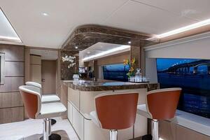 Luxurious interior of 2020 Majesty 140 yacht with elegant ba