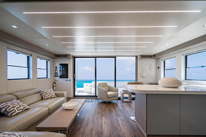 2017 Overblue 58 Powercat Aft View from Salon