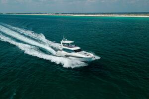 2019 Prestige 590 Fly 'New Heart' - Profile Starboard 3/4 Bo
