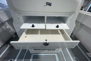 Tackle Storage Drawers and Rigging Station on Fishing Boat