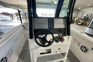 Dual Garmin Helm Electronics and Steering Console Setup
