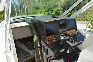 Helm With Dual Garmin 8616 Nav Screens, Bow Thruster, Fusion Stereo. RGB Lighting Control