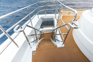 Aft stairs down from flybridge to afterdeck