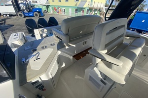 2023 Boston Whaler 350 Realm interior with luxurious seating and modern amenities.