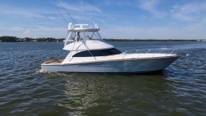 Side Profile of Flybridge Yacht