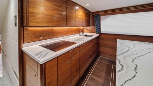 Sleek Galley with Marble Accents