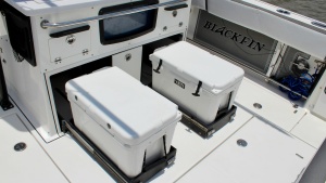 Photo 7424645 for 2020 Blackfin 332 Center Console Got Tuna Aft Deck with Storage Coolers
