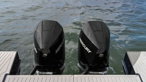 Twin Mercury Outboards on Swim Platform