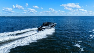 Aerial View of Cruising Yacht
