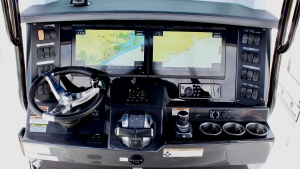 Photo 7424633 for 2020 Blackfin 332 Center Console Got Tuna Helm Station with Dual Displays