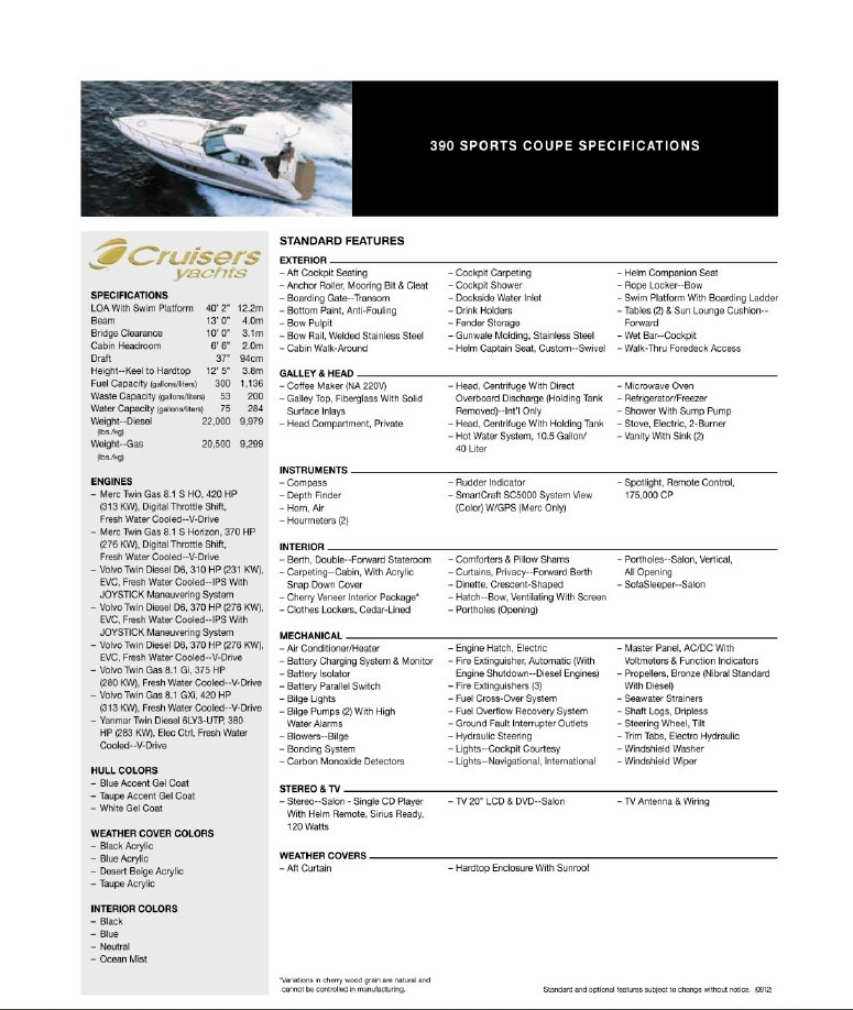 Bail Out 39ft Cruisers Yachts Yacht For Sale