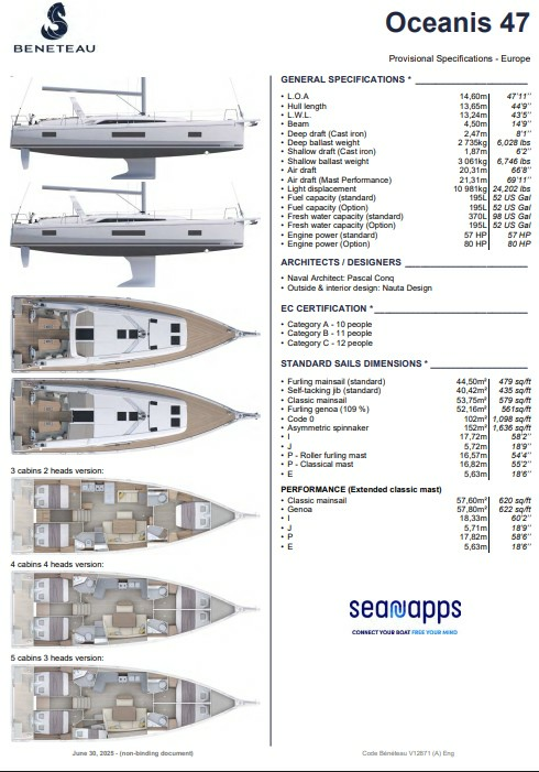 New for 2025 47ft Beneteau Yacht For Sale