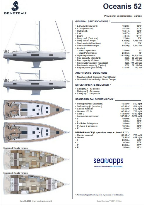 52ft Beneteau Yacht For Sale